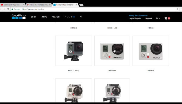 Search for your GoPro Hero 3 or Hero 3 Plus